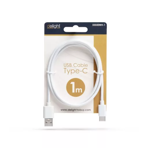 Adatkábel - USB Type-C - fehér - 1 m