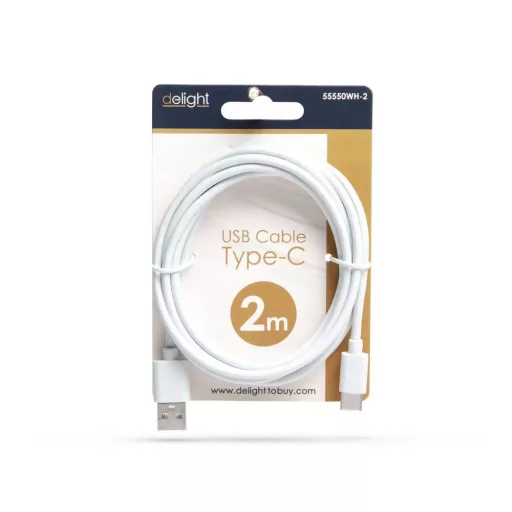 Adatkábel - USB Type-C - fehér - 2 m