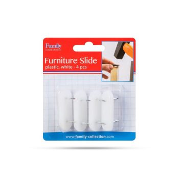   Műanyag bútor csúszótalp - szeggel, fehér - 43 x 18 mm - 4 db / csomag