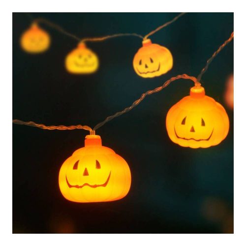 Halloween-i LED-es fényfüzér - tök - 12 LED - 2 x AA - 1,65 m