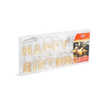   Születésnapi LED-es fényfüzér - "Happy Birthday" - 13 LED - 2 x AA - 2 m