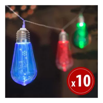   LED fényfüzér - Villanykörte - 10 LED - 1,9 méter - színes - 2 x AA
