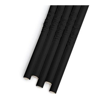   Papír szívószál - fekete - 190 x 4,5 mm - 150 db / csomag