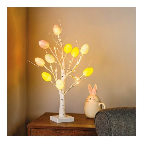 Húsvéti tojás fa dekoráció - 10 tojás, 24 LED - 50 cm - 3 x AA
