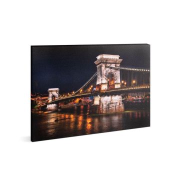   LED-es fali hangulatkép - "Lánchíd" -  2 x AA, 38 x 48 cm