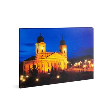   LED-es fali hangulatkép - "Nagytemplom Debrecen" -  3 x AA, 38 x 48 cm