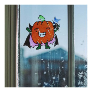 Halloween-i ablakdekor - Csillámos, színes tök