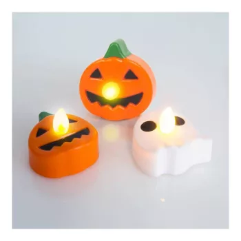   Halloween-i teamécses szett - tök, szellem - elemes - 3 db / csomag