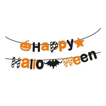   Halloween-i papír girland - "Happy Halloween" felirat - 3,5 m