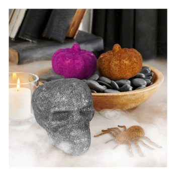   Halloween-i dekoráció szett - pók, koponya, 2 db tök - glitteres