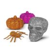 Halloween-i dekoráció szett - pók, koponya, 2 db tök - glitteres