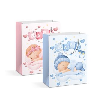   Ajándéktasak - papír - 265 x 127 x 330 mm - 2 féle / csomag - 12 db / csomag