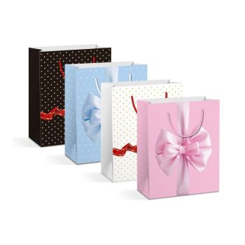   Ajándéktasak - papír - 265 x 127 x 330 mm - 4 féle / csomag - 12 db / csomag