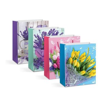   Ajándéktasak - papír - 178 x 102 x 228 mm - 4 féle / csomag - 12 db / csomag