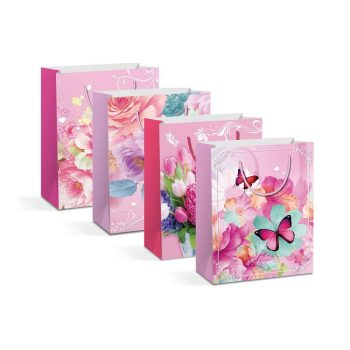   Ajándéktasak - papír - 330 x 102 x 457 mm - 4 féle / csomag - 12 db / csomag