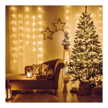   Fényfüggöny - 200 db LED - melegfehér - hálózati - IP44 - 4,2 m - 8 program
