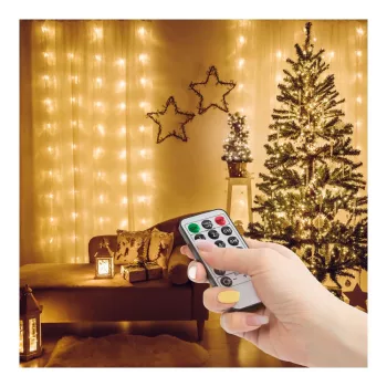   Fényfüggöny - 100 db melegfehér microLED-del - 3 x 1 m - 230V - távirányítós