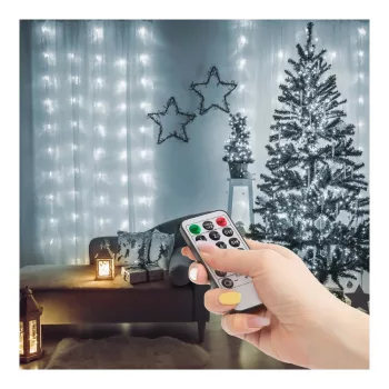   Fényfüggöny - 100 db hidegfehér microLED-del - 3 x 1 m - 230V - távirányítós