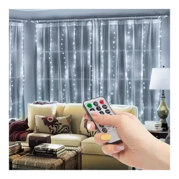   Fényfüggöny - 300 db hidegfehér microLED-del - 3 x 3 m - 230V - távirányítós