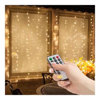   Fényfüggöny - 100 db melegfehér LED-del - 3 x 1 m - 230V - távirányítós
