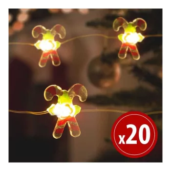   LED fényfüzér - cukorbot - 2,2 m - 20 LED - melegfehér - 2 x AA