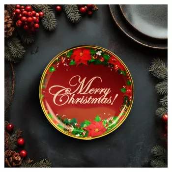   Karácsonyi kínálótál - műanyag - "Merry Christmas" - 22 cm
