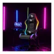 RGB LED-es gamer szék - karfával, párnával - fekete