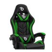 RGB LED-es gamer szék - karfával, párnával - fekete / zöld