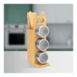 Mágneses fűszertartó - bambusz eszköz szettel - 7 részes - 80 x 135 x 275 mm