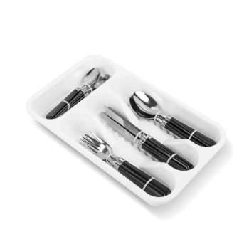   Evőeszköz készlet tartóval - fekete - 16 részes - 32,7 x 19,5 x 4,7 cm