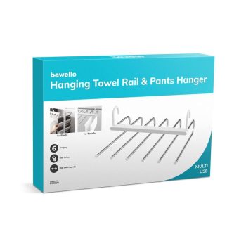   Akasztható törölközőszárító / nadrágtartó vállfa - fém - 6 akasztó