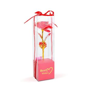 LED-es világító művirág dekoráció - rózsa - piros