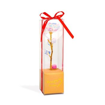 LED-es világító művirág dekoráció - rózsa - fehér