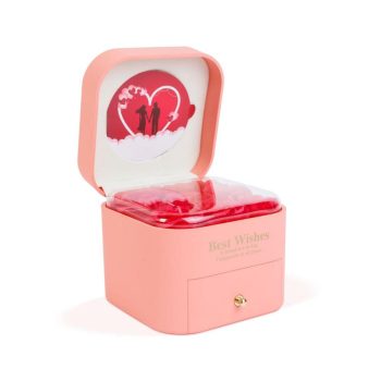   9 db műrózsa díszdobozban nyaklánccal - 11 x 11 x 9,5 cm - rózsaszín