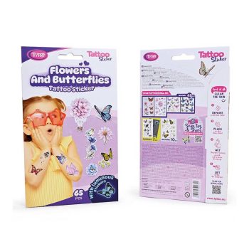   Pillangók és virágok tetoválás matrica szett - 65 db / csomag