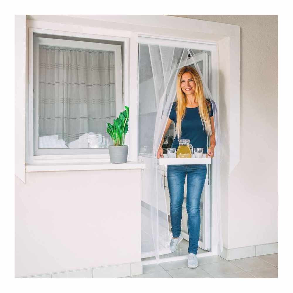 Szúnyogháló függöny ajtóra 4 db szalag max. 100 x 220 cm fehér